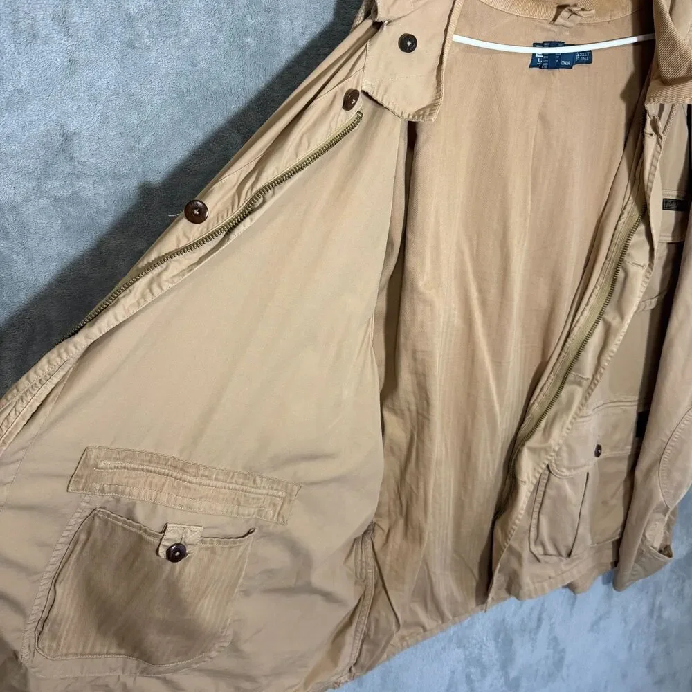Polo Ralph Lauren Field Jacket 3XLT Tall Utility Tan Khaki Hood Corduroy READ